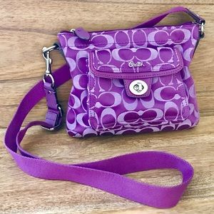 Purple Coach cross body bag